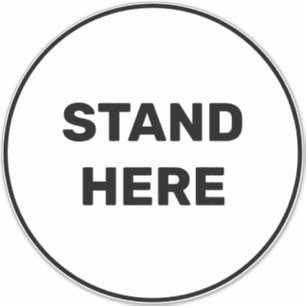 Sticker Stand Here texte personnalisé voyant grand cercle 