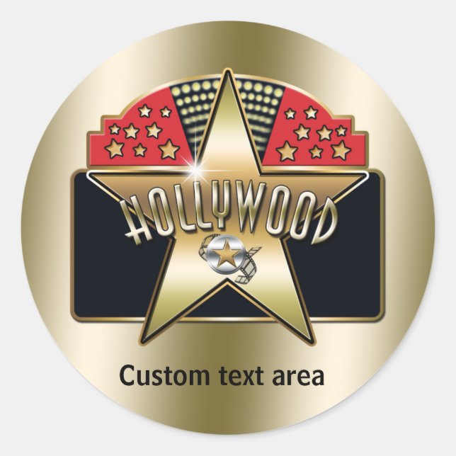 Sticker Star Party Gold Hollywood Retro Typography (Devant)