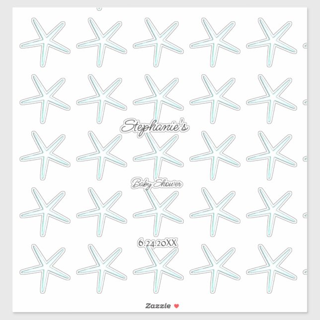 Sticker Starfish Motif Baby shower garçon fille 2023 migno (Feuille)