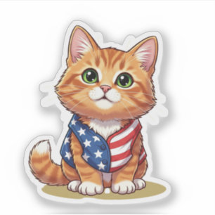 Sticker Stars & Stripes Chat - 4 juillet patriotique
