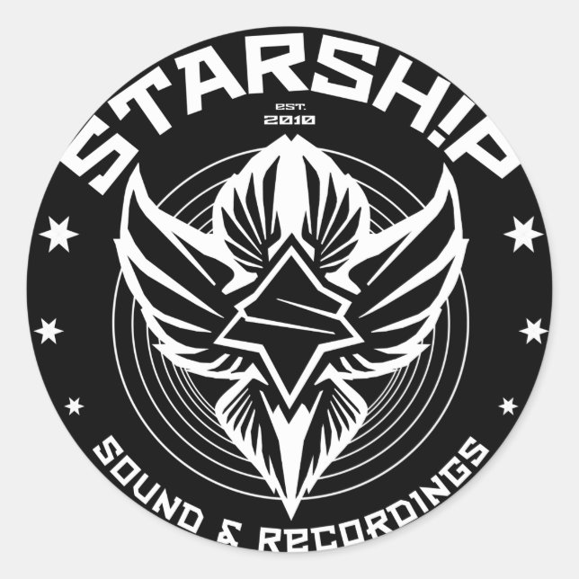 Sticker STARSHIP Sound & Recordings (Blk Bkgd) (Devant)