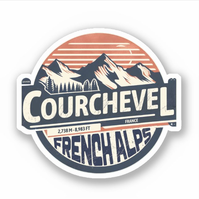 Sticker Station de ski de Courchevel dans les Alpes frança (Devant)