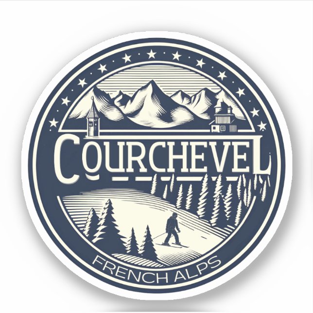 Sticker Station de ski de Courchevel dans les Alpes frança (Devant)