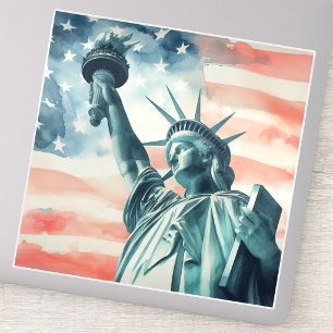 Sticker Statue de la Liberté avec drapeau américain