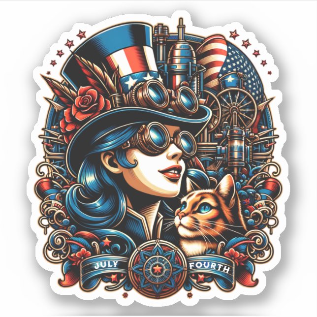Sticker Steampunk 4 juillet (Devant)