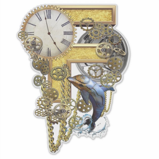 Sticker Steampunk Capital F Sculpture (Devant)