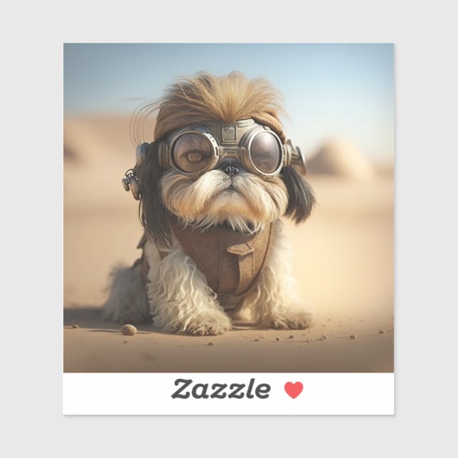Sticker Steampunk Shih Tzu Aux Lunettes (Feuille)
