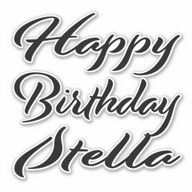 Sticker Stella Nom Prénom Anniversaire de la Broderie noir (Devant)