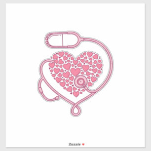 Sticker Stéthoscope Cardiaque Amour Médical Vecteur Concep