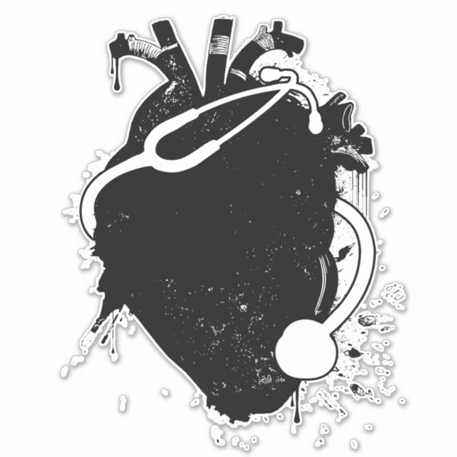 Sticker stéthoscope cardiaque anatomique (Devant)