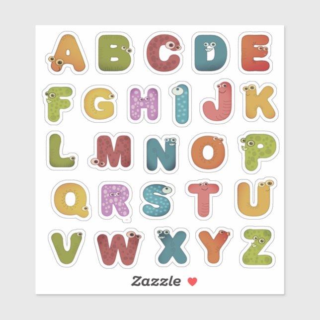 Sticker Stick Alphabet A À Z Sur Lettres (Feuille)