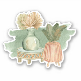 Sticker Stick vert Cute Boho Floral Pastel Leaf
