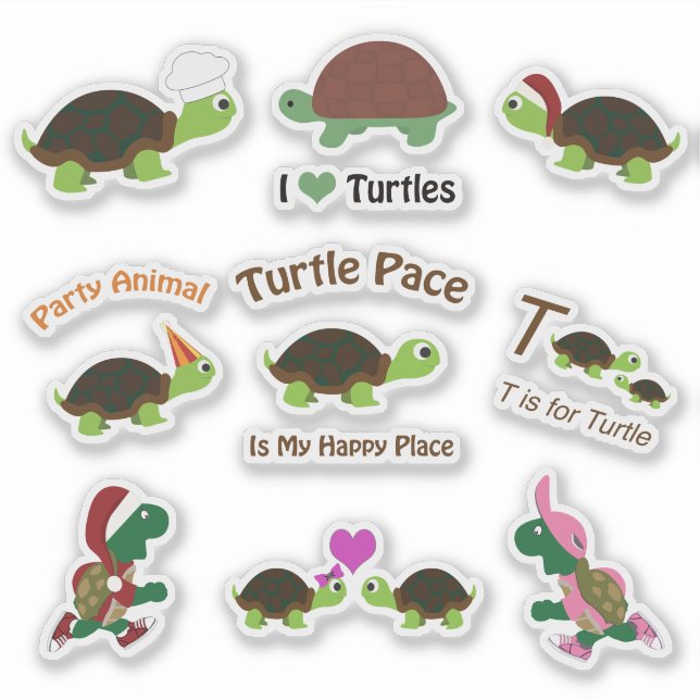 Sticker Sticking Set Turtles Cartoon (Devant)