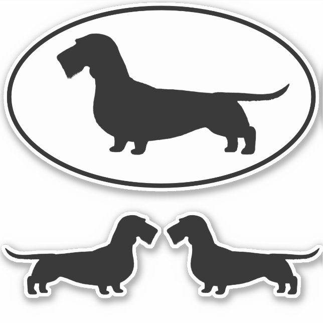 Sticker Sticleur à poils durs en silhouette de chien Dachs (Devant)