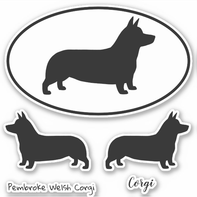 Sticker Sticleur en vinyle Pembroke Welsh Corgi Silhouette (Devant)