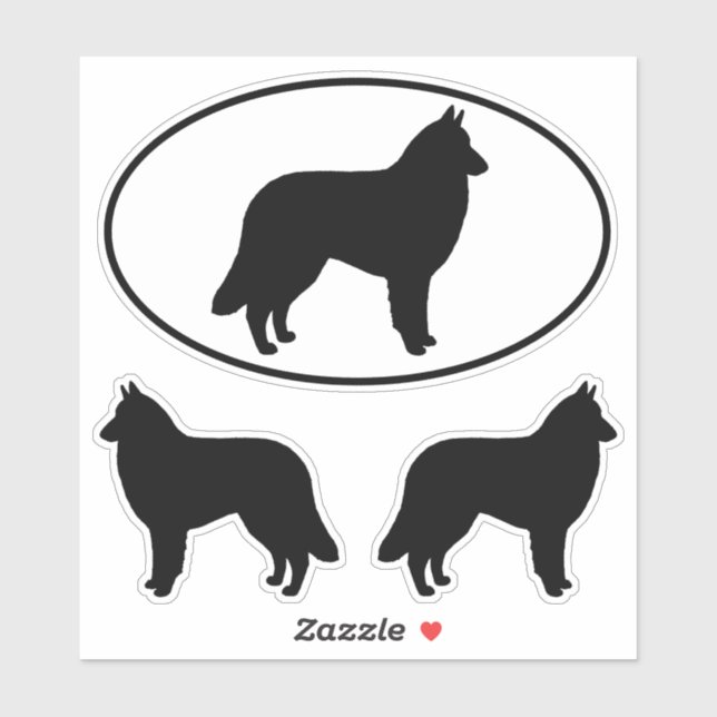Sticker Sticleur en vinyle Silhouettes de chien Tervuren b (Feuille)