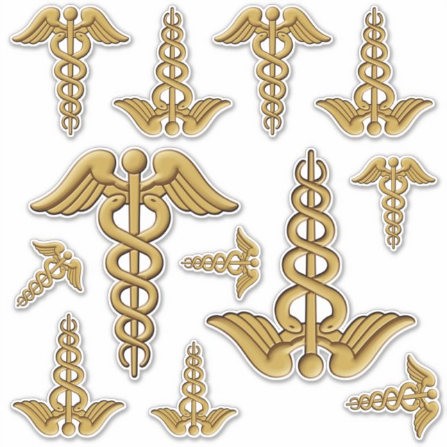 Sticker Sticleur Golden Double Snake Caduceus (Devant)