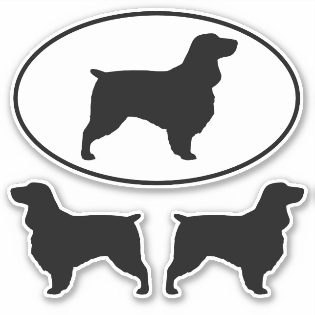 Sticker Sticleur Vinyl Silhouettes Chien Spaniel Champ (Devant)