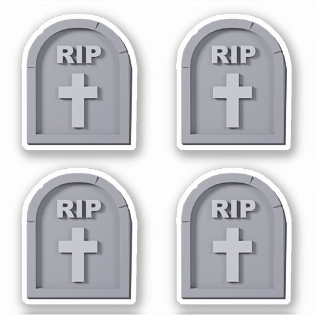 Sticker Sticule gris gravé 3D Halloween RIP (Devant)