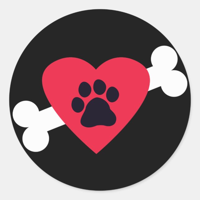 Sticker/Stifte für Herz-, Pawprint- und Knocheners Runder Aufkleber (Vorderseite)