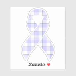 Sticker Stomach Cancer Awareness Plaid Periwinkle Ribbon