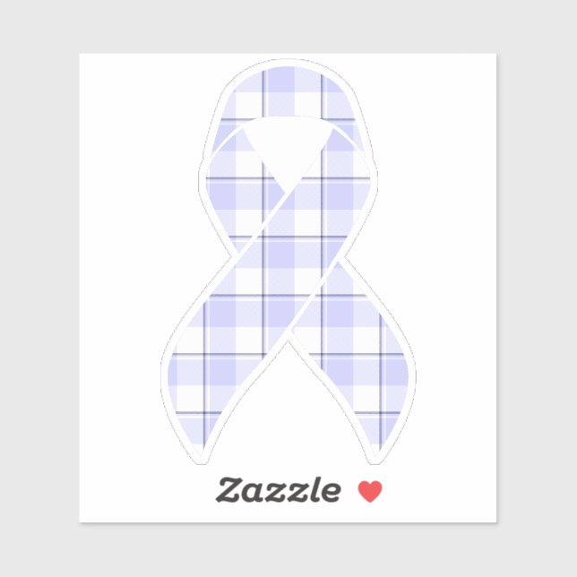 Sticker Stomach Cancer Awareness Plaid Periwinkle Ribbon (Feuille)