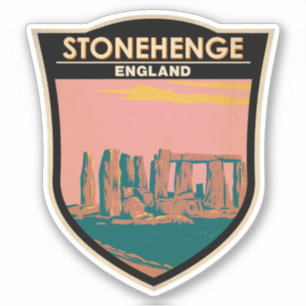 Sticker Stonehenge Art Retro Illustration
