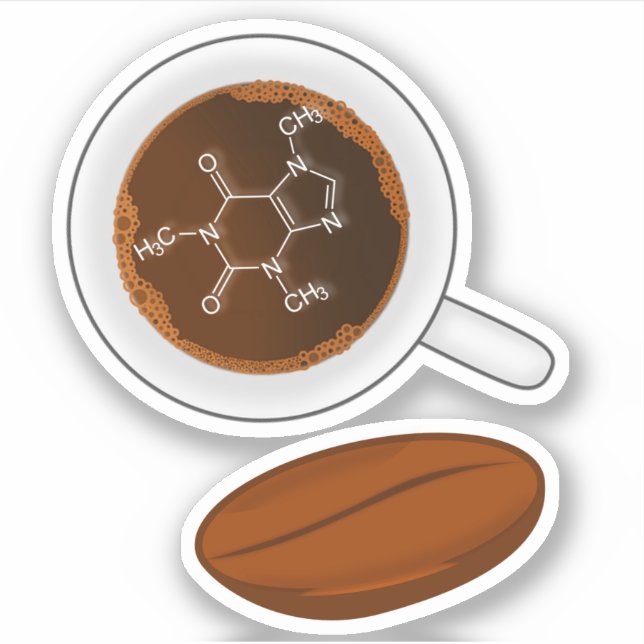 Sticker Structure moléculaire du café - Formule caféine (Devant)