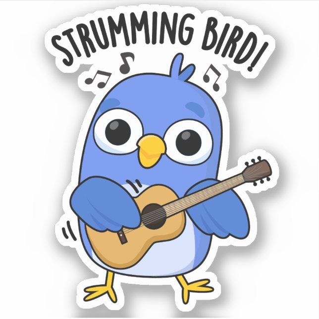 Sticker Strumming Bird amusant animal jeu (Devant)