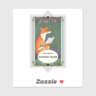 Sticker Style Art Nouveau Fox lire livre livre assiette