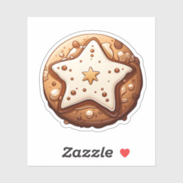 Sticker Style Cartographique Cookie De Noël Rond Avec Une 