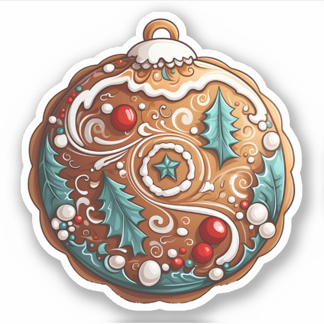 Sticker Style de dessin Cool rond Desserts de Noël Cookie (Devant)