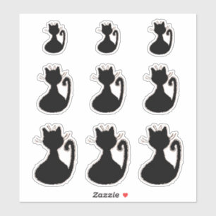 Sticker Style moderne rétro du Moyen-siècle Chat noir Silh