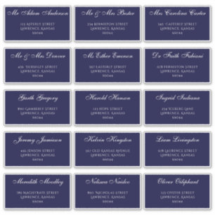 Sticker Style Navy Blue Mariage Adresse individuelle de l'