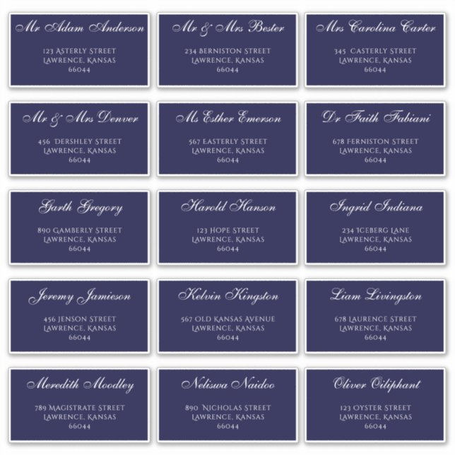 Sticker Style Navy Blue Mariage Adresse individuelle de l' (Devant)