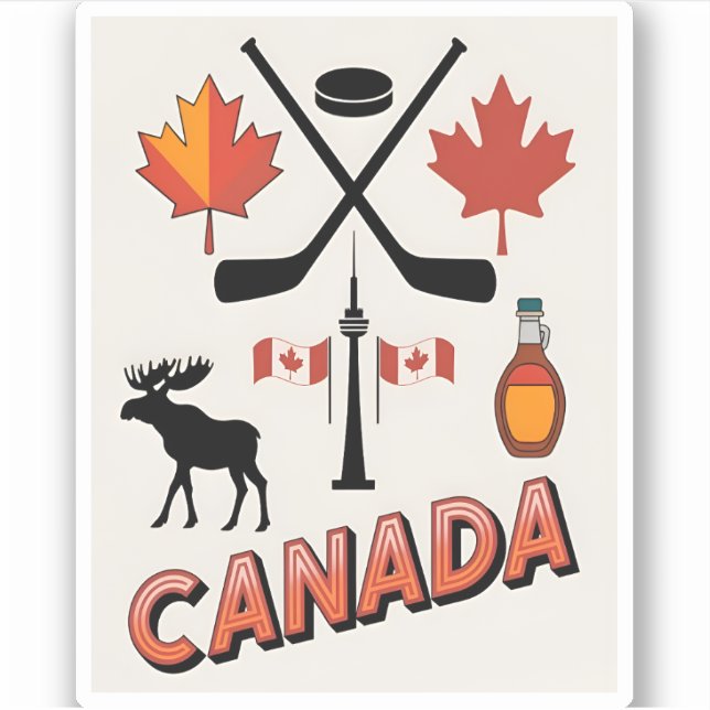 Sticker Style vectoriel des icônes nationales du Canada Vi (Devant)