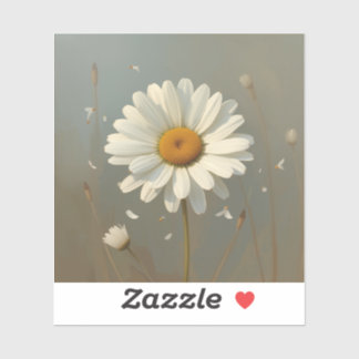 Sticker stylised blooming daisy paintings,