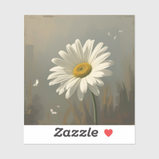 Sticker stylised blooming daisy paintings
