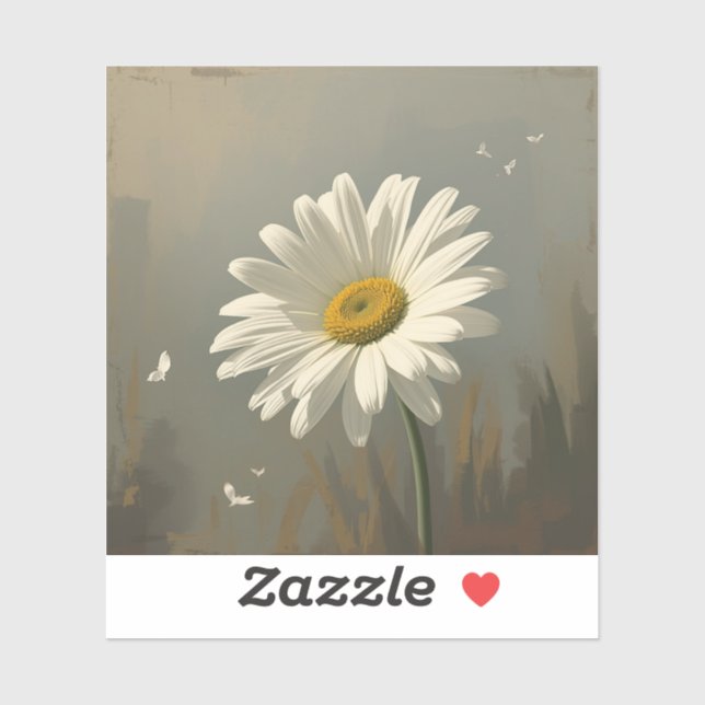 Sticker stylised blooming daisy paintings (Feuille)