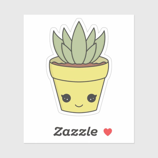 Sticker Succulent Cute Kawaii Cactus (Feuille)