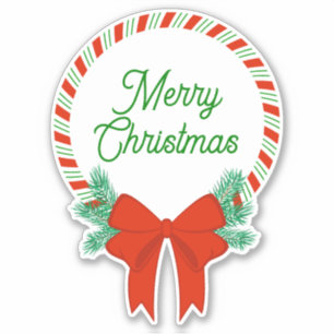 Sticker Sucre de canne Noël couronne personnalisée