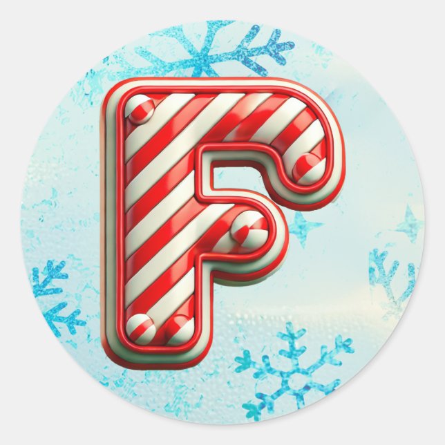 Sticker sucre de canne Noël "F", Festive Stripes (Devant)