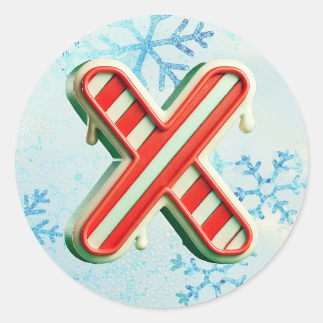 Sticker sucre de canne Noël "X", Stripes Festives (Devant)