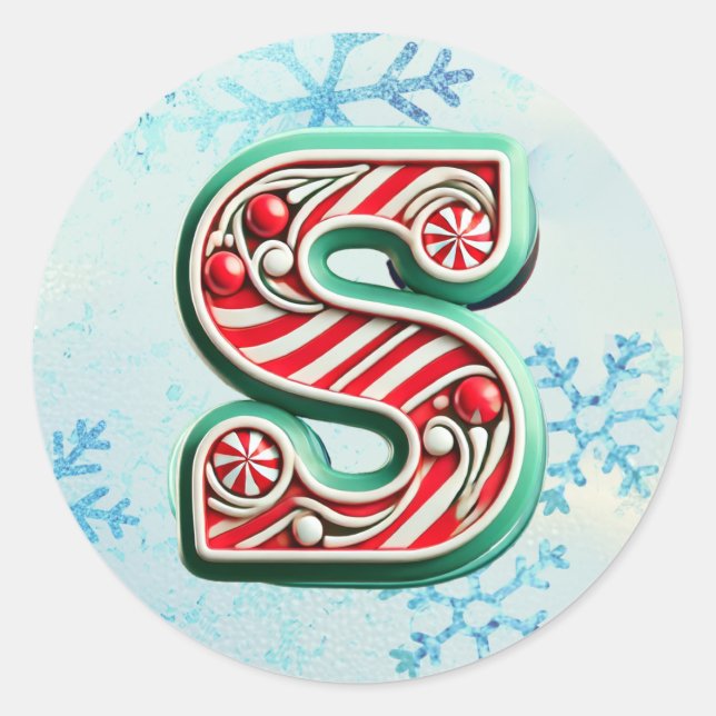 Sticker sucre de canne Xmas "S", Stripes Festives (Devant)