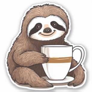 Sticker Sucré Sloth Sipping Café étanche