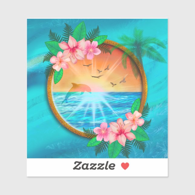 Sticker Summer Beach Les oiseaux de mer volent dans le cie (Feuille)