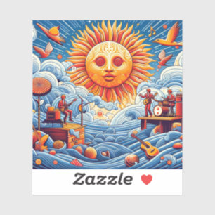 Sticker Sun Kissed Ocean Jam : Vibrant Music Festival Art