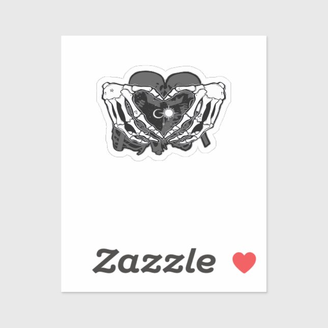 Sticker Sunand~1 - Squelette Mains Coeurs (Feuille)