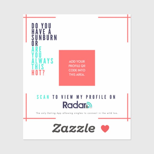 Sticker "Sunburn" - Cartes QR Vinyl (Feuille)