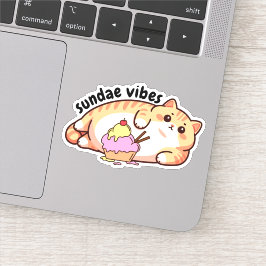 Sticker Sundae Vibes Gras Chat étanche